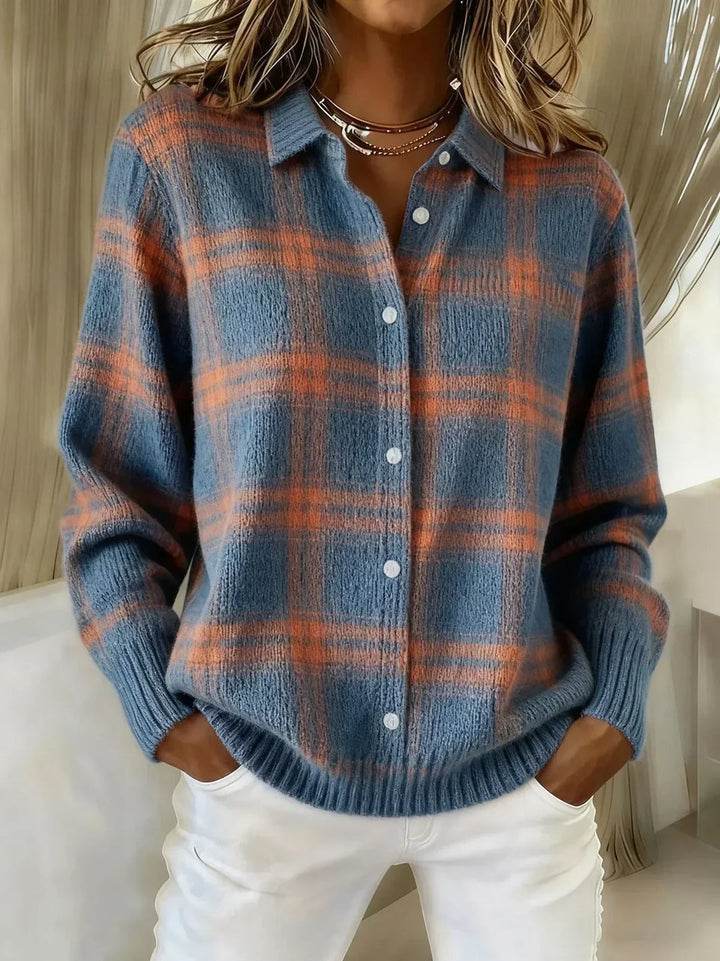 Maeve | Plaid Button Knit Cardigan