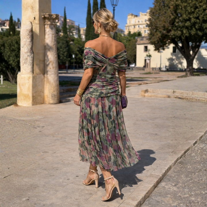 Adeline | Elegant Draped Midi Dress