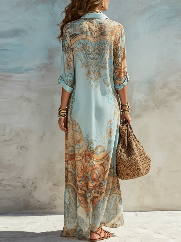 Seraphina | Abstract Print Button Maxi Dress