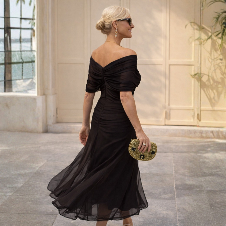 Adeline | Elegant Draped Midi Dress