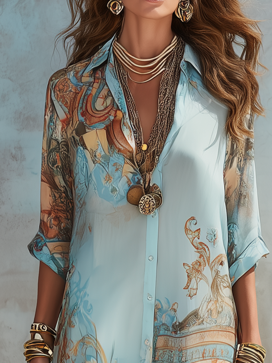 Seraphina | Abstract Print Button Maxi Dress