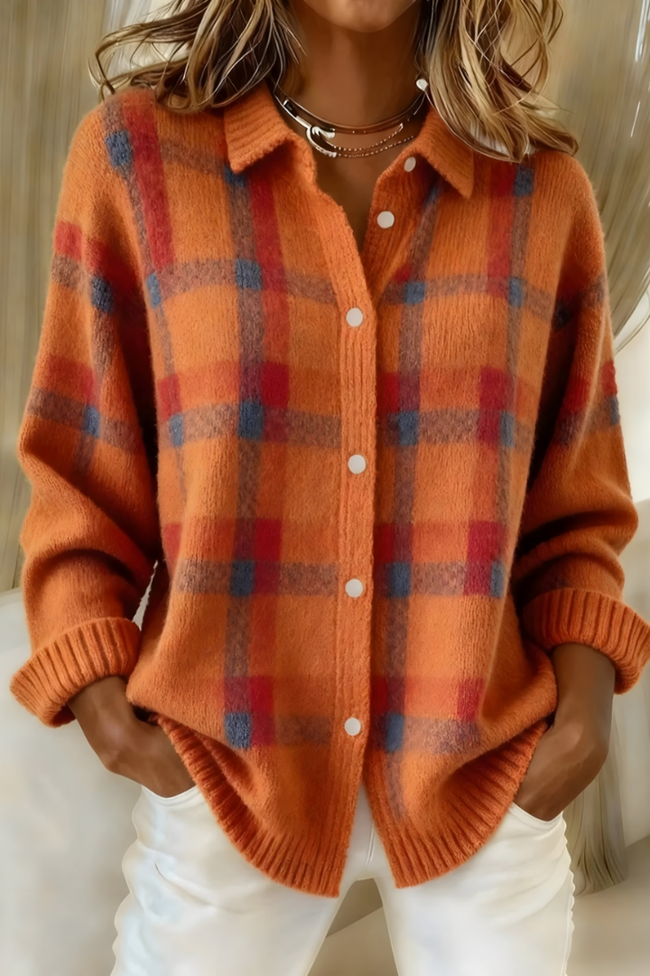 Maeve | Plaid Button Knit Cardigan