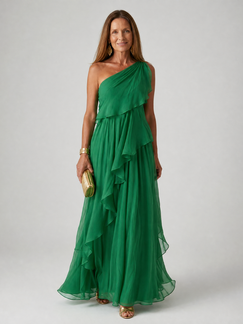 Gianna | One-Shoulder Ruffle Maxi Dress