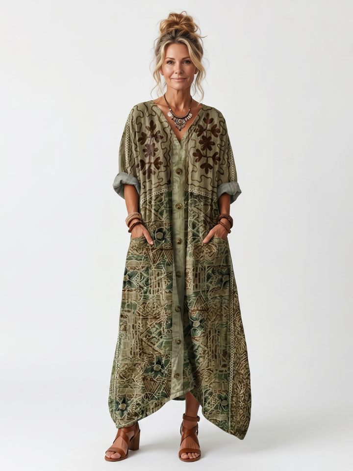 Lucille | Printed Button Maxi Dress