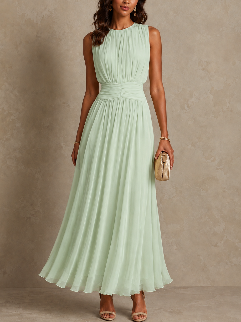Camilla | Pleated Chiffon Maxi Dress