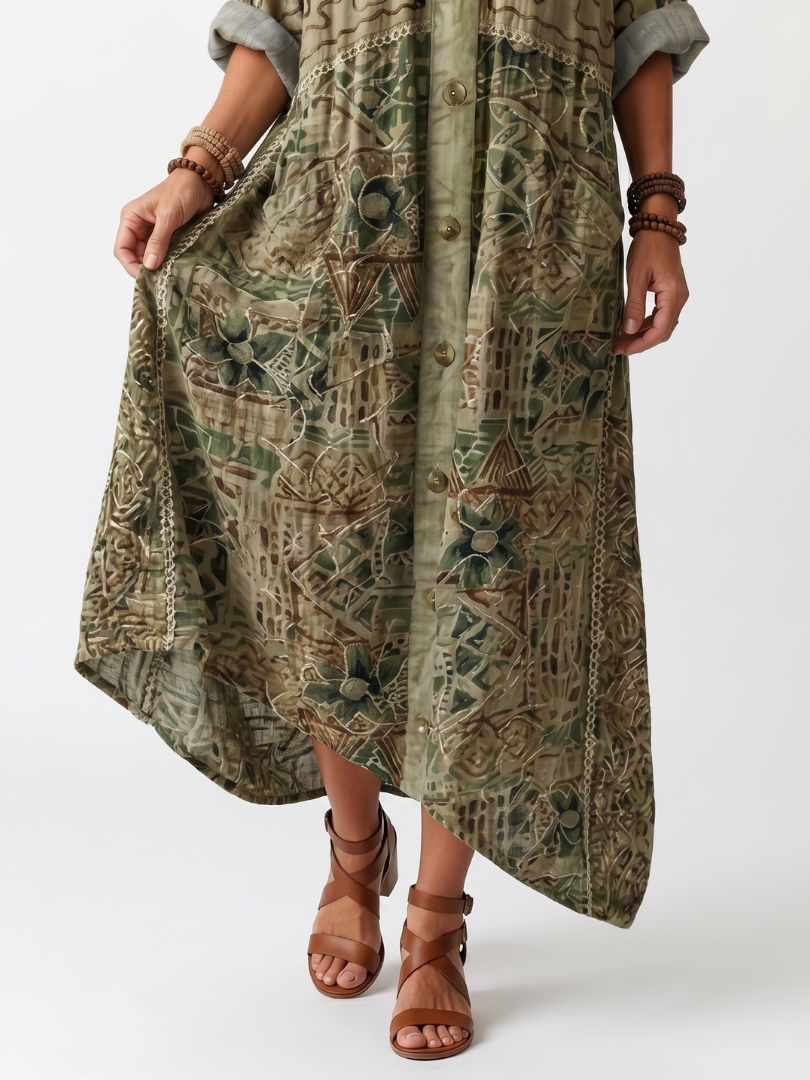 Lucille | Printed Button Maxi Dress