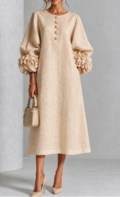 Lucienne | Floral Cuff Midi Dress