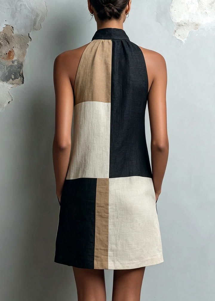 Celine | Colorblock Halter Dress