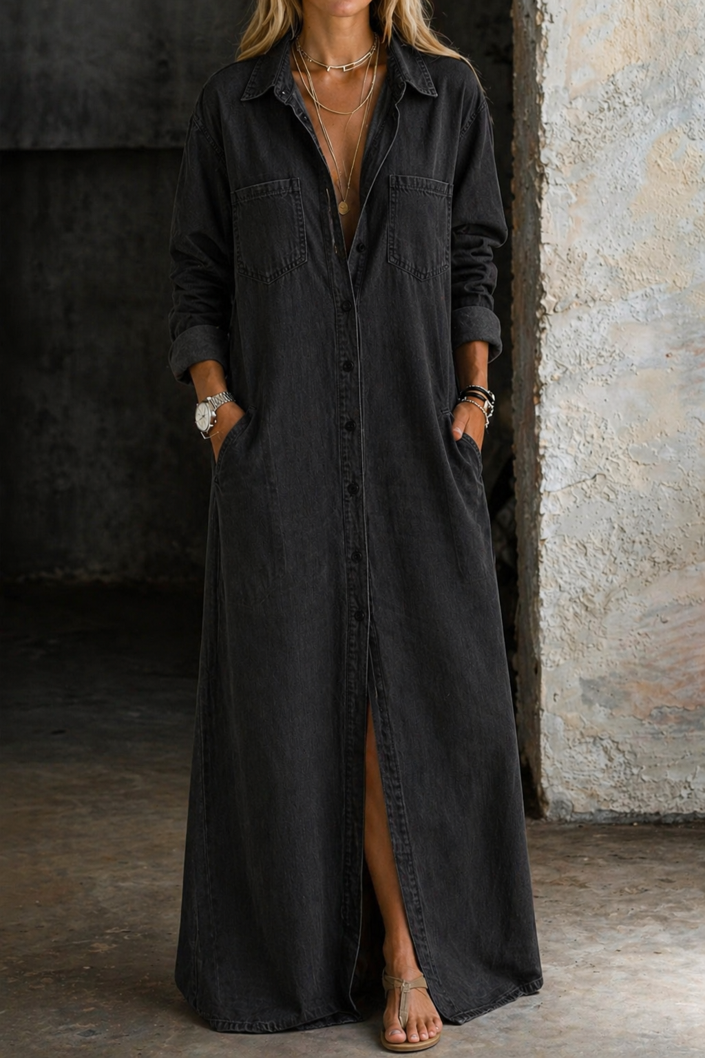 Sophia | Denim Maxi Dress
