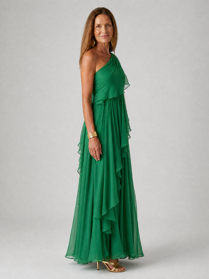 Gianna | One-Shoulder Ruffle Maxi Dress