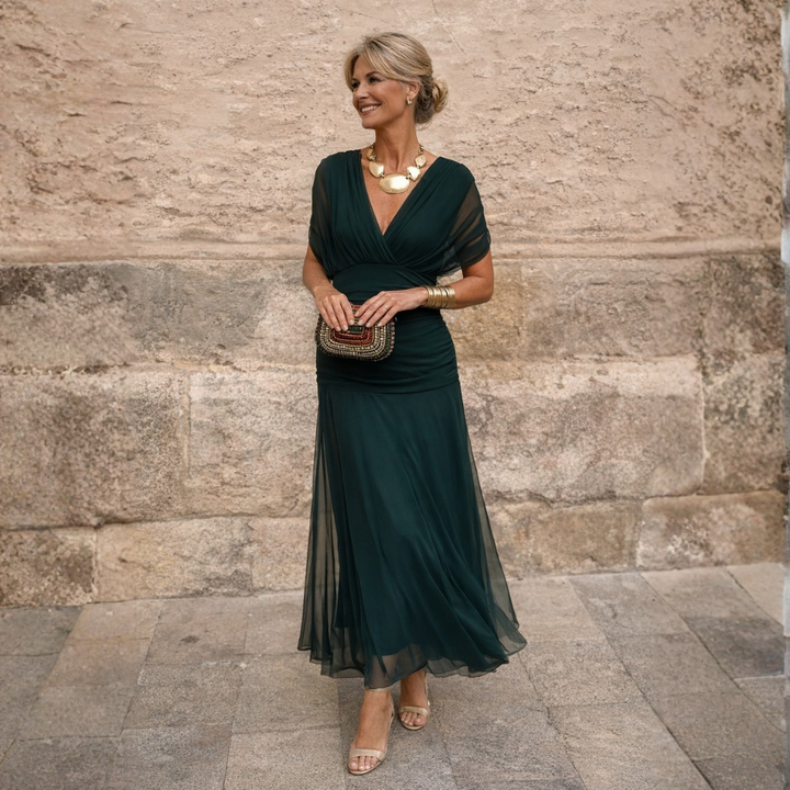 Adeline | Elegant Draped Midi Dress