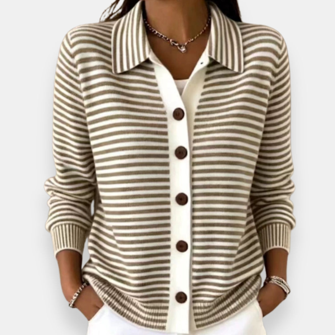 Margot | Striped Button Knit Cardigan