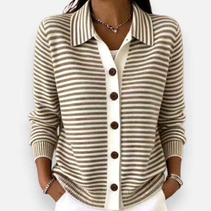 Margot | Striped Button Knit Cardigan