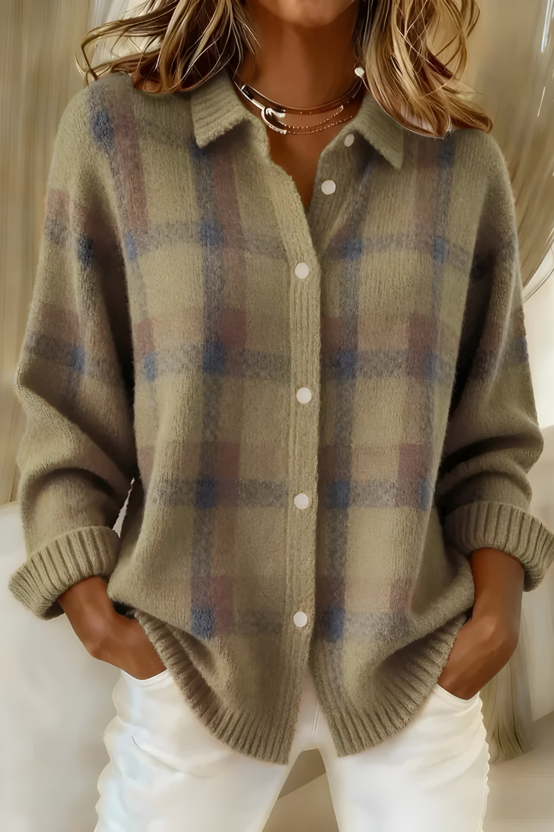 Maeve | Plaid Button Knit Cardigan