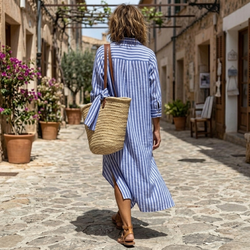 Beatrice | Striped Shirt Midi Dress