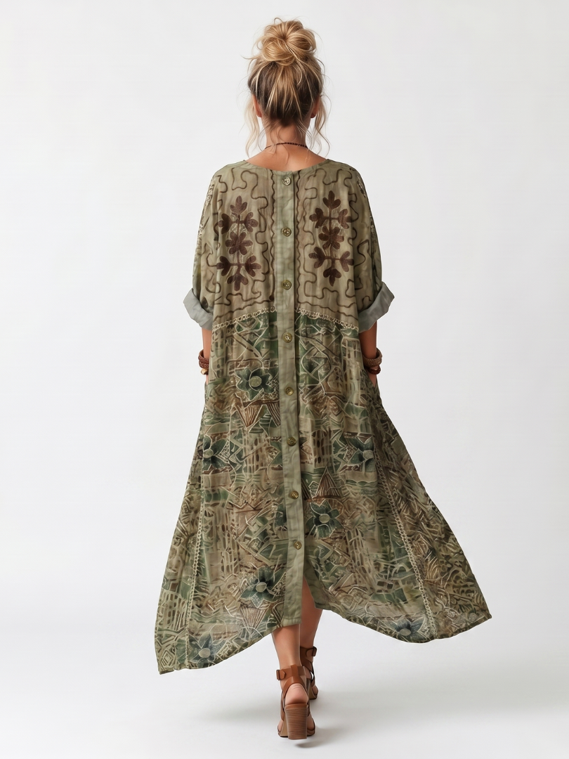 Lucille | Printed Button Maxi Dress