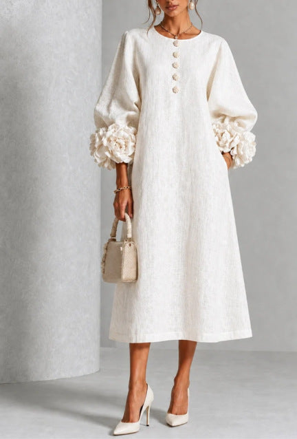 Lucienne | Floral Cuff Midi Dress