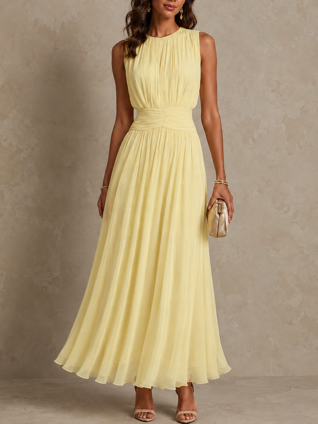 Camilla | Pleated Chiffon Maxi Dress