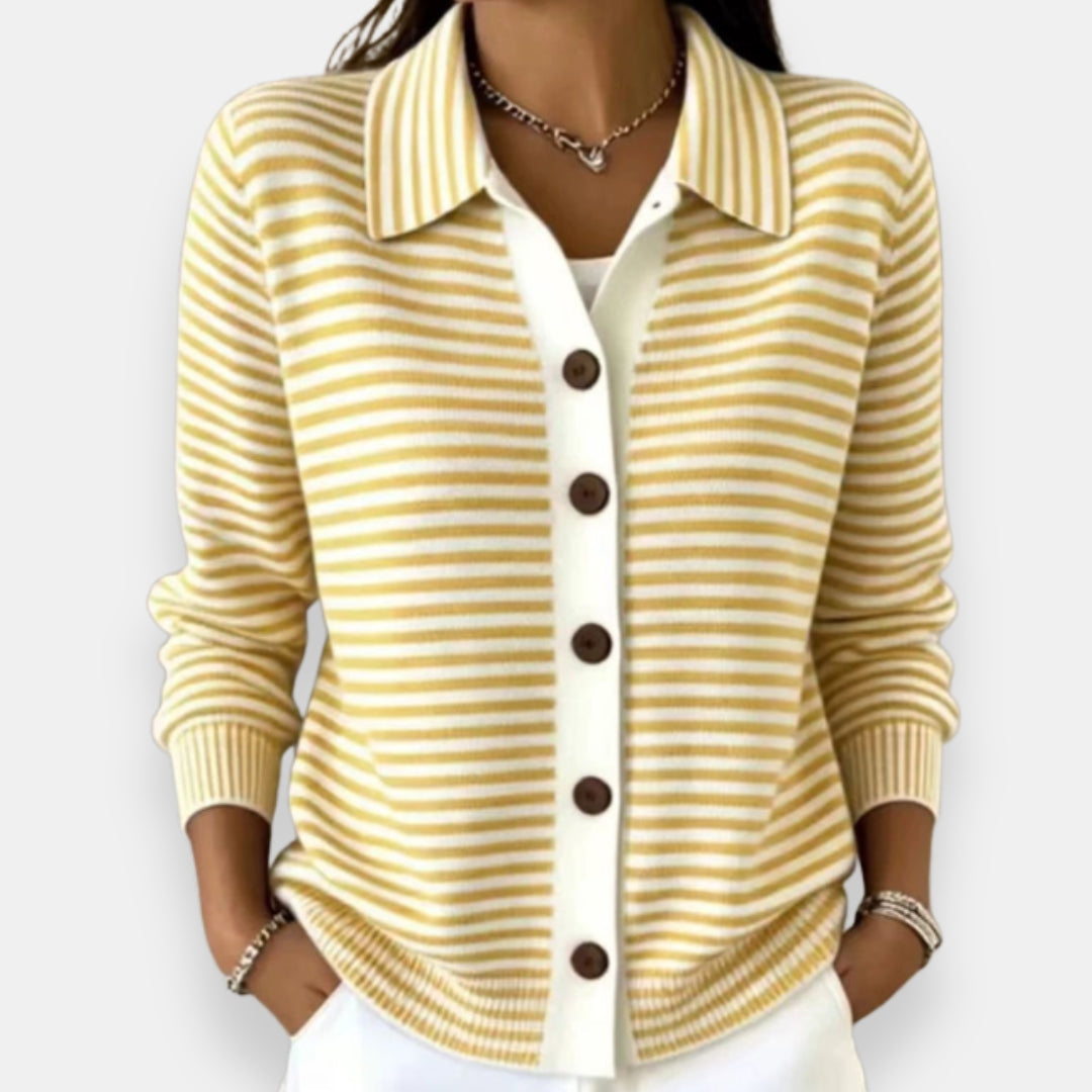 Margot | Striped Button Knit Cardigan
