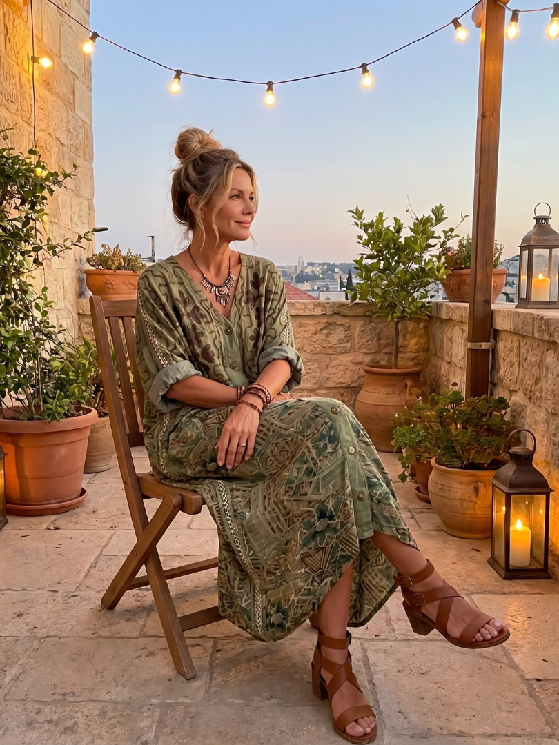 Lucille | Printed Button Maxi Dress