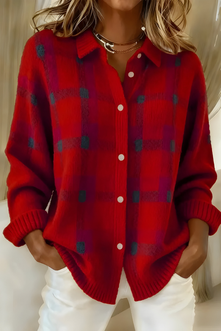 Maeve | Plaid Button Knit Cardigan