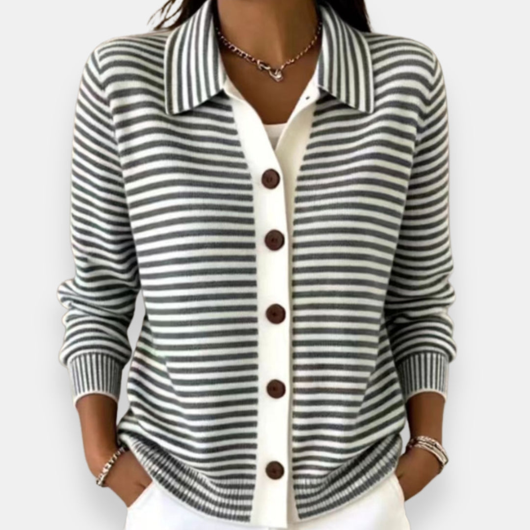 Margot | Striped Button Knit Cardigan