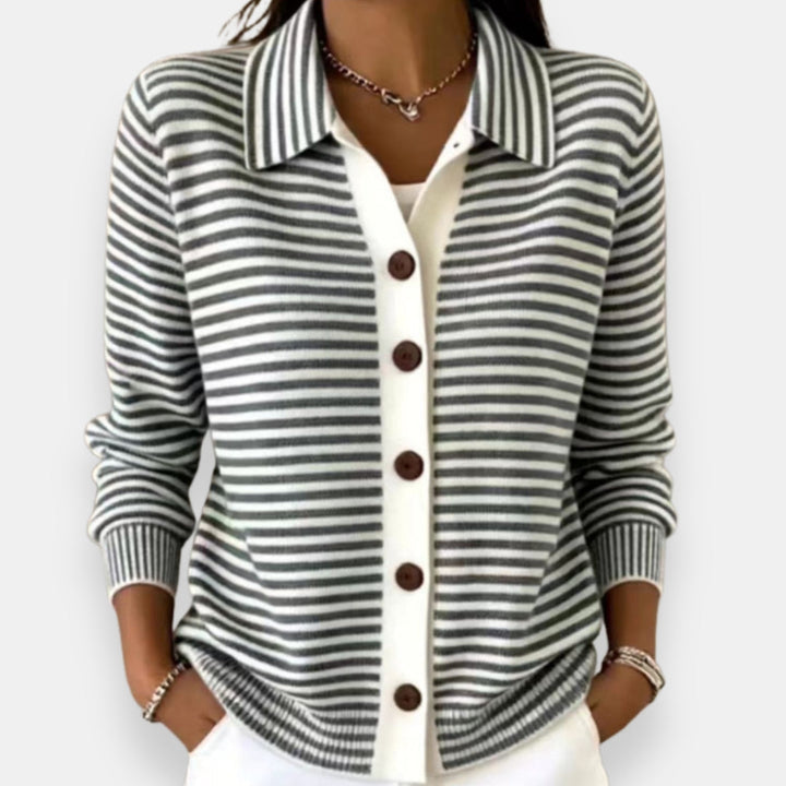 Margot | Striped Button Knit Cardigan