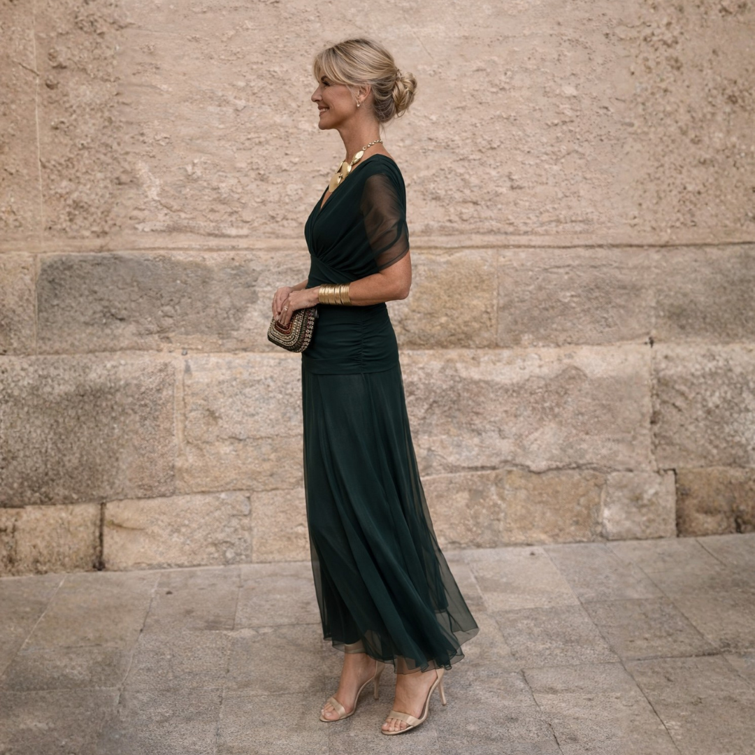 Adeline | Elegant Draped Midi Dress