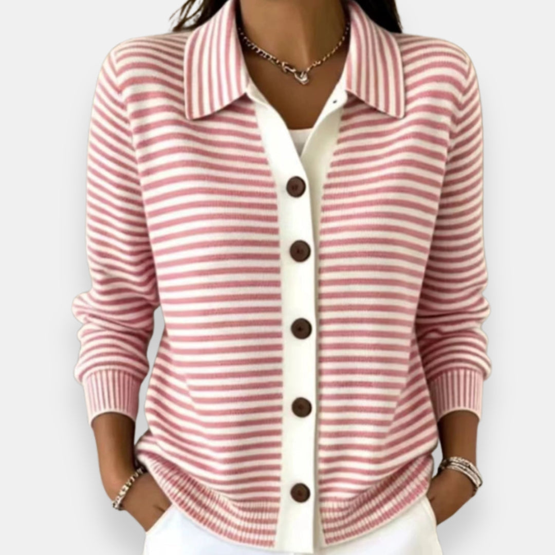 Margot | Striped Button Knit Cardigan