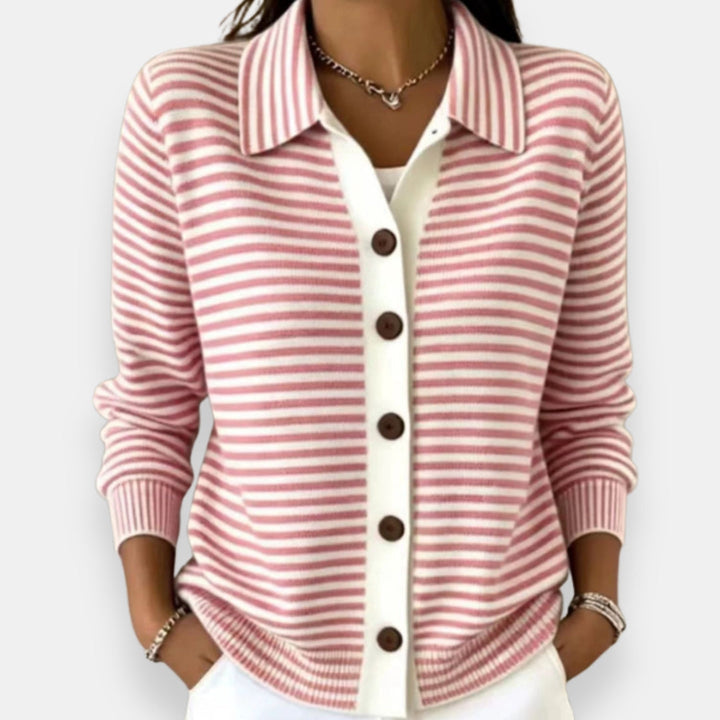 Margot | Striped Button Knit Cardigan
