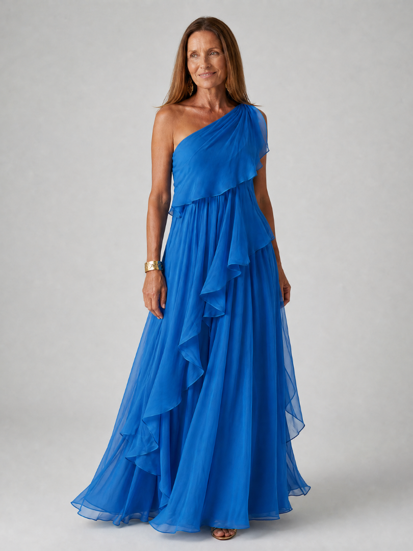 Gianna | One-Shoulder Ruffle Maxi Dress