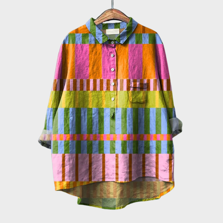 Avery | Colorblock Button Blouse