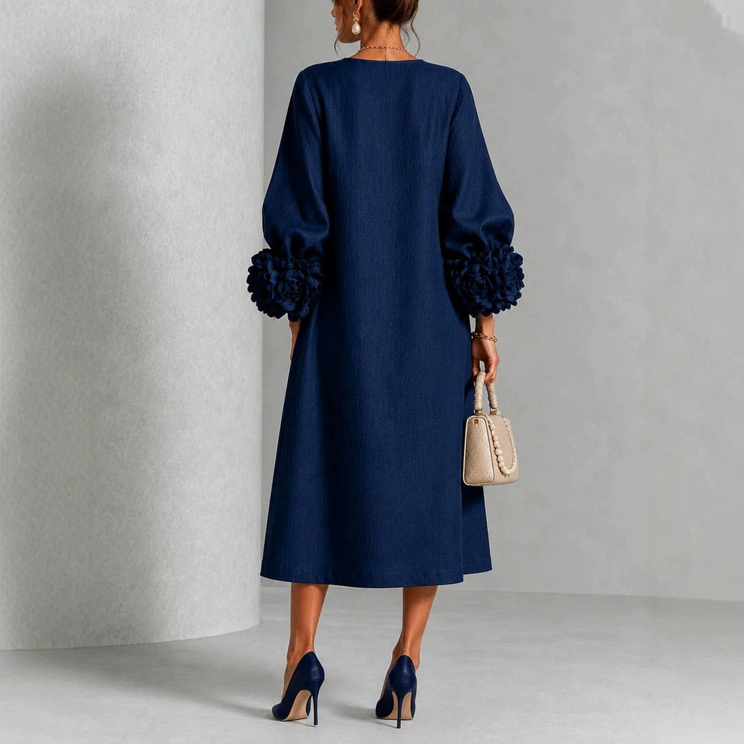 Lucienne | Floral Cuff Midi Dress