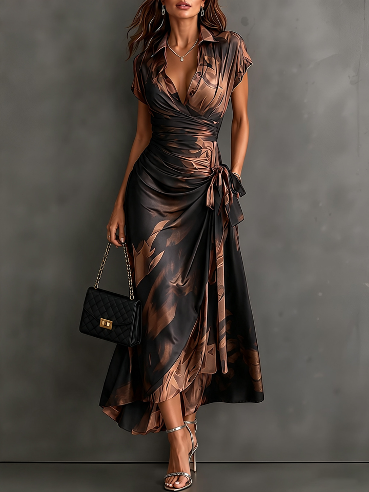 Marcella | Satin Wrap Midi Dress
