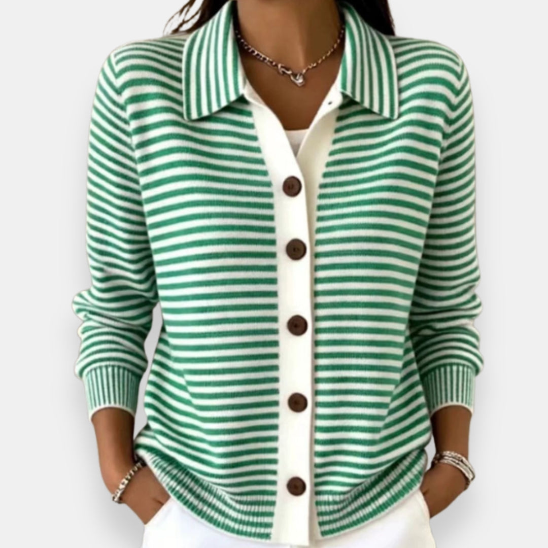 Margot | Striped Button Knit Cardigan