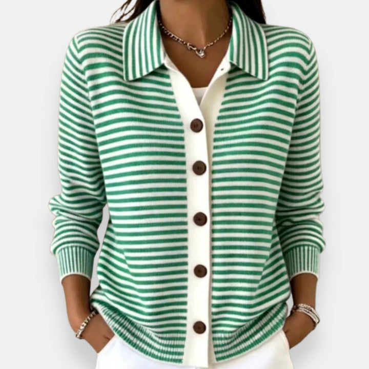 Margot | Striped Button Knit Cardigan