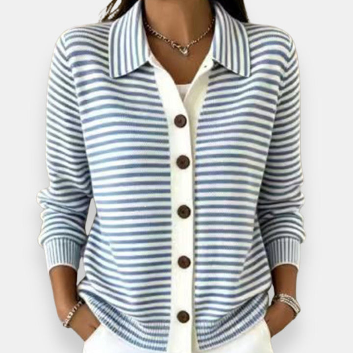 Margot | Striped Button Knit Cardigan