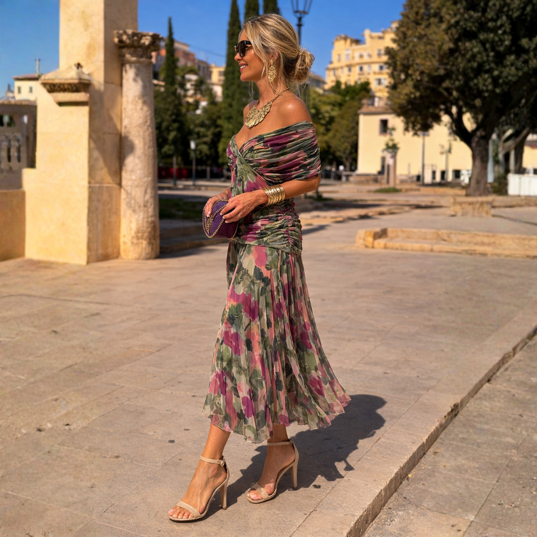 Adeline | Elegant Draped Midi Dress