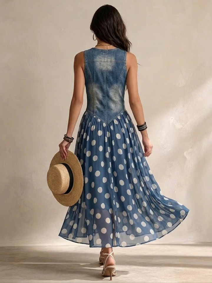 Viviana | Polka Dot Button Maxi Dress