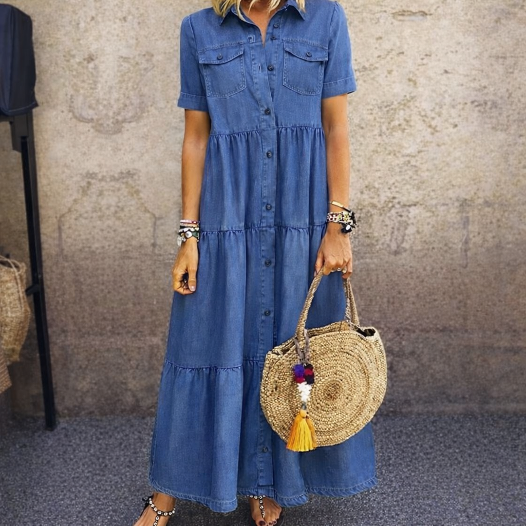 Marissa | Button Front Tiered Maxi Dress