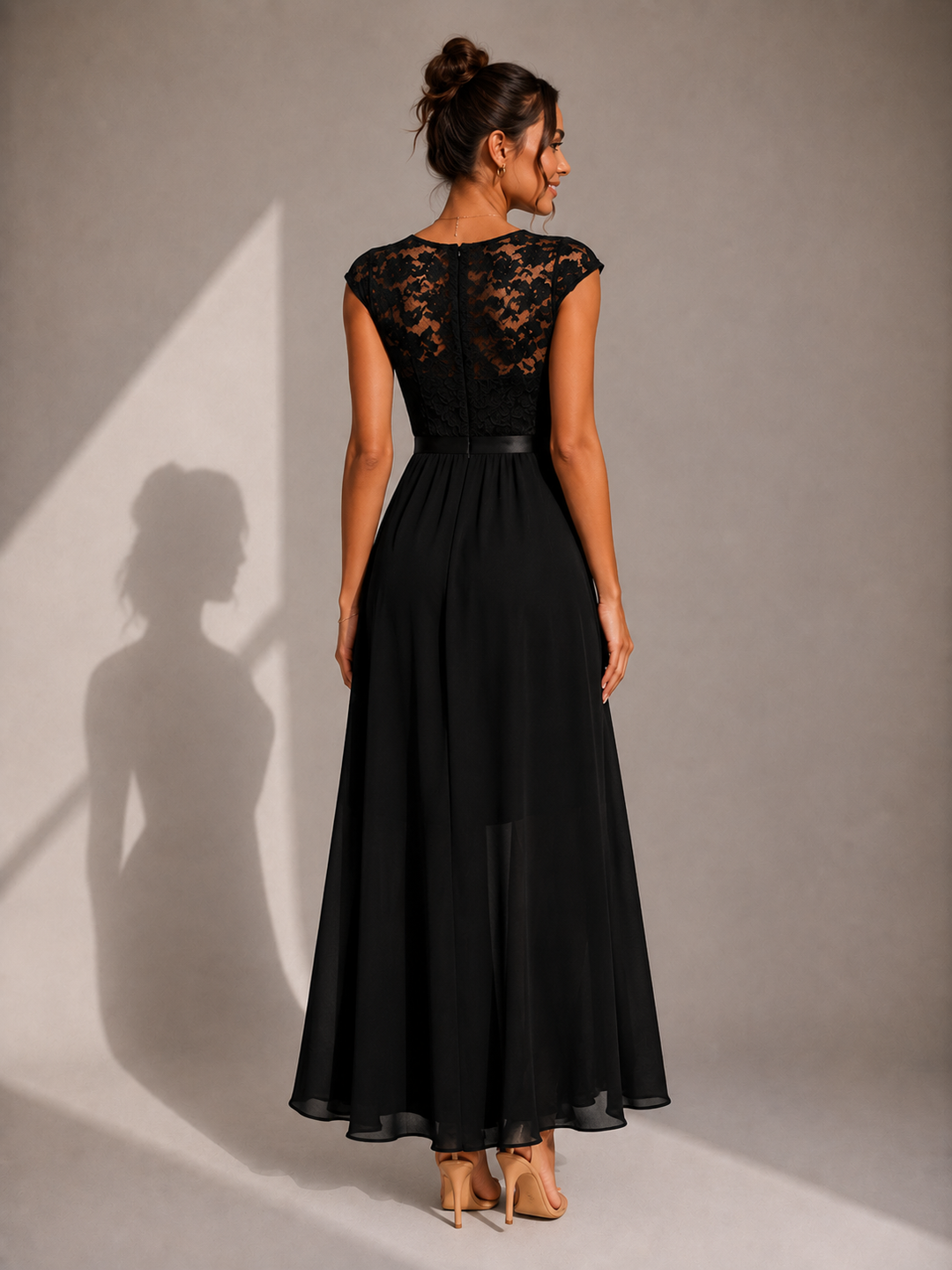 Eloise | Lace Chiffon Maxi Dress