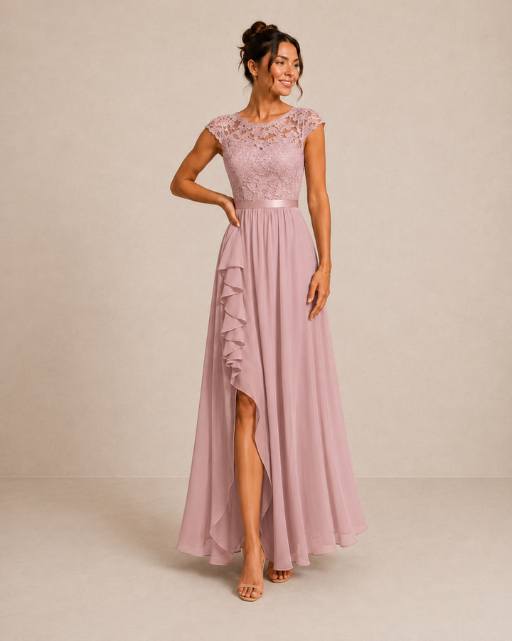 Eloise | Lace Chiffon Maxi Dress