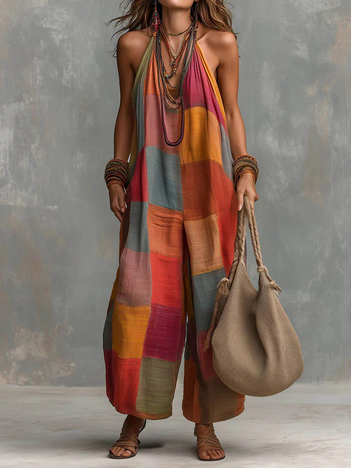 Talia | Patchwork Halter Jumpsuit