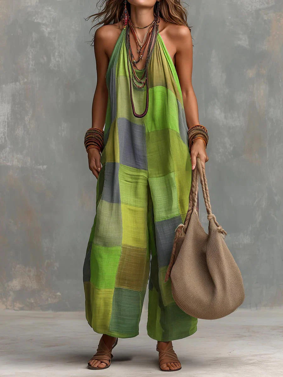 Talia | Patchwork Halter Jumpsuit