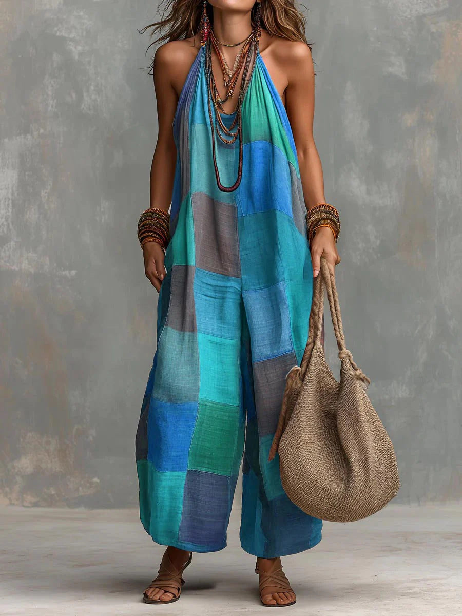 Talia | Patchwork Halter Jumpsuit
