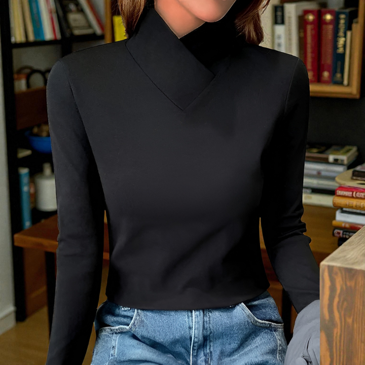 Claudia | Cross-Neck Long Sleeve Top