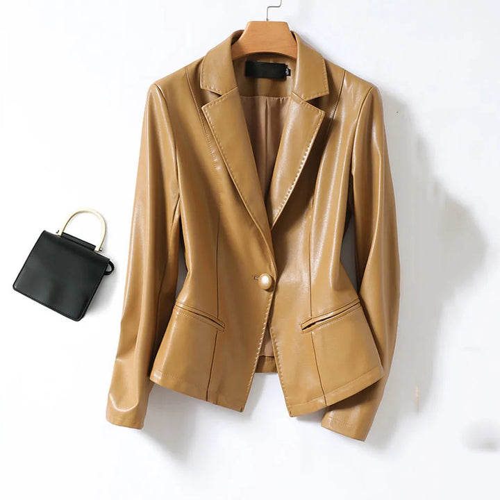 Elise | Faux Leather Blazer