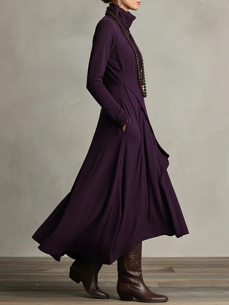 Genevieve | Draped Turtleneck Maxi Dress