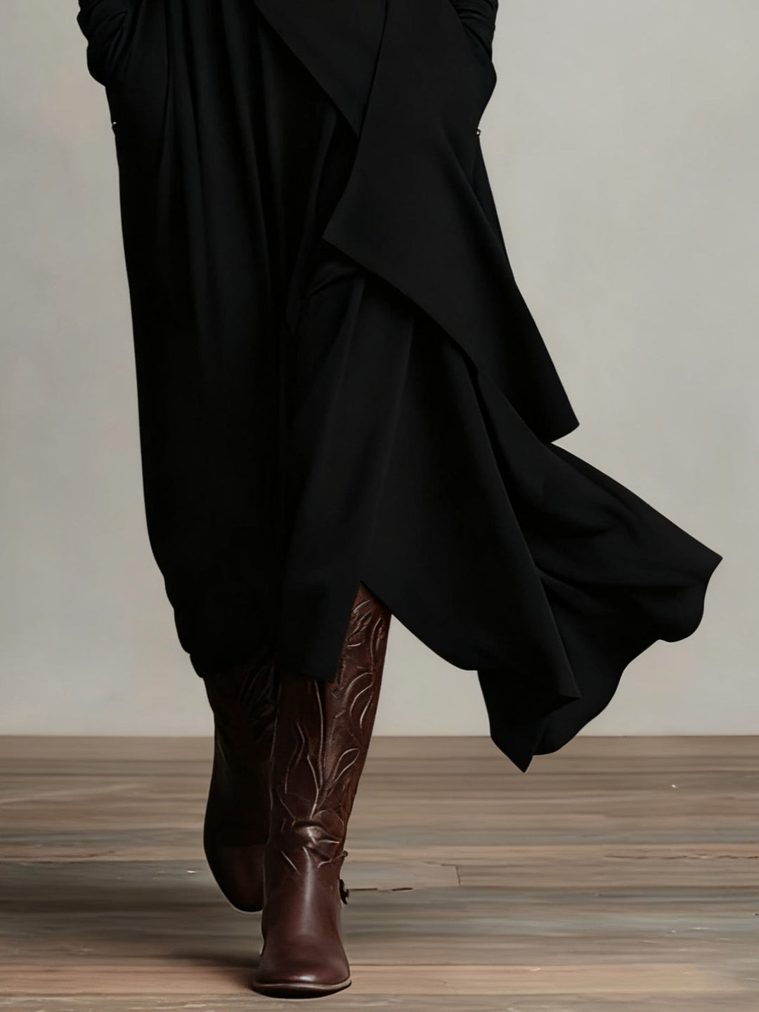Genevieve | Draped Turtleneck Maxi Dress