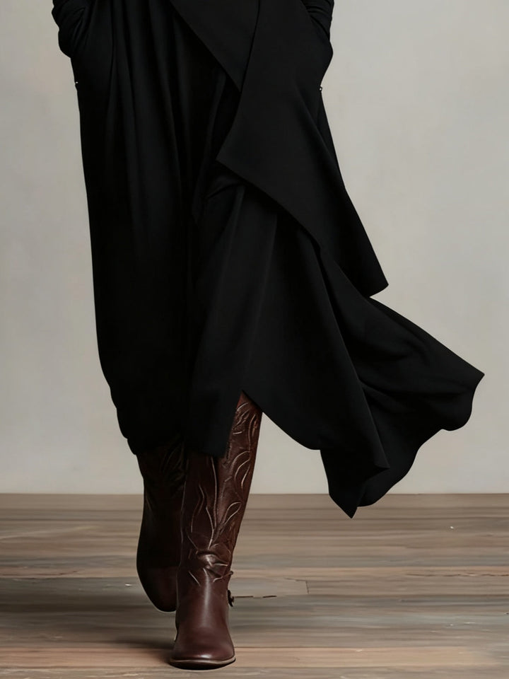 Genevieve | Draped Turtleneck Maxi Dress